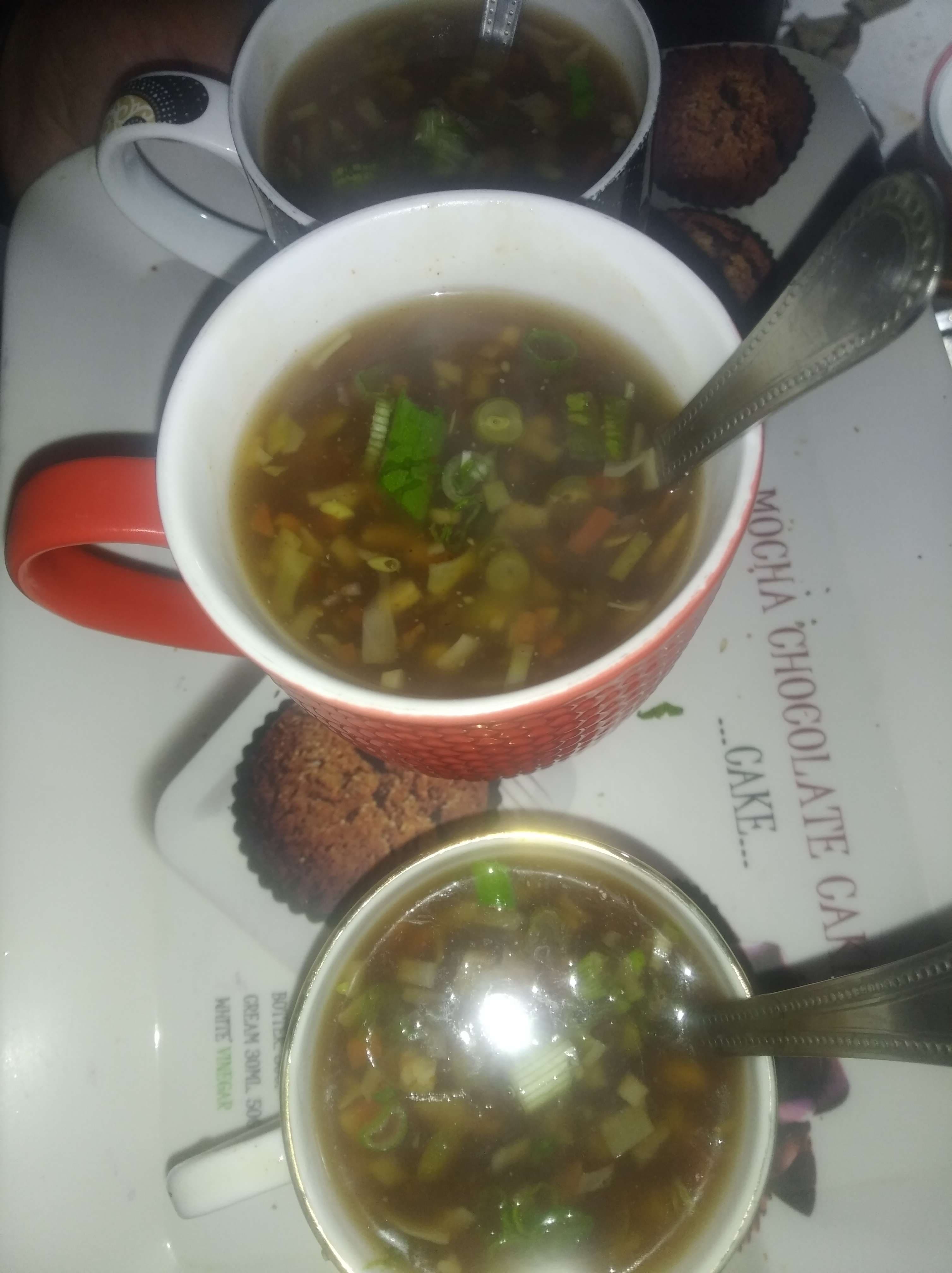 Tasty Vegetable Manchow Soup cooked by COOX chefs cooks during occasions parties events at home