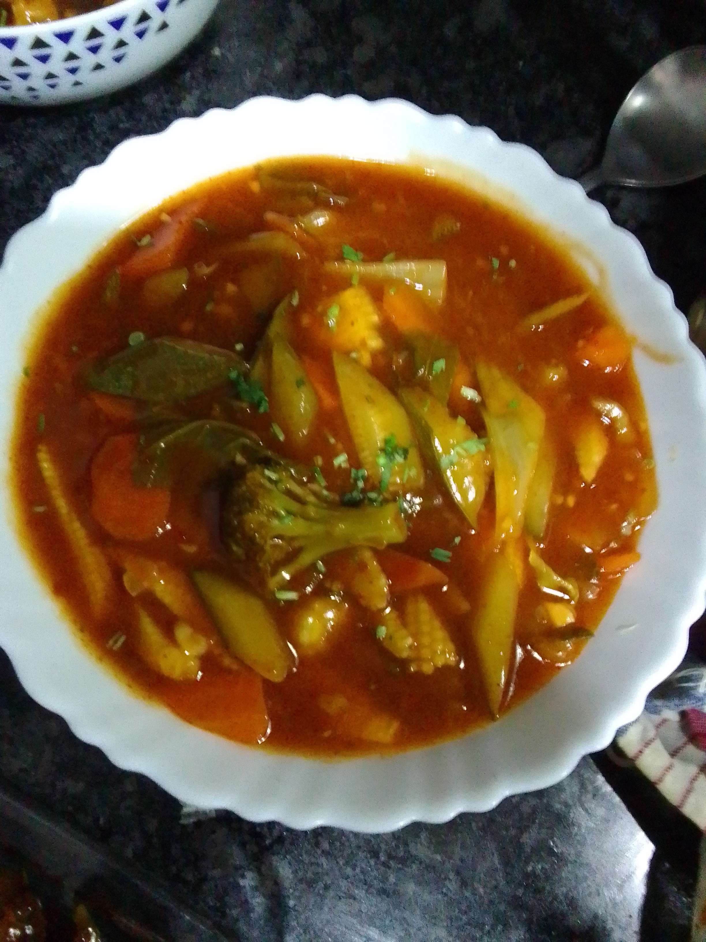 Delicious Mix Veg in Hot Garlic Sauce prepared by COOX