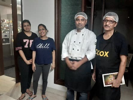 Happy satisfied customers and clients of COOX and dishes prepared by COOX cook chef. Book professional cook services at home