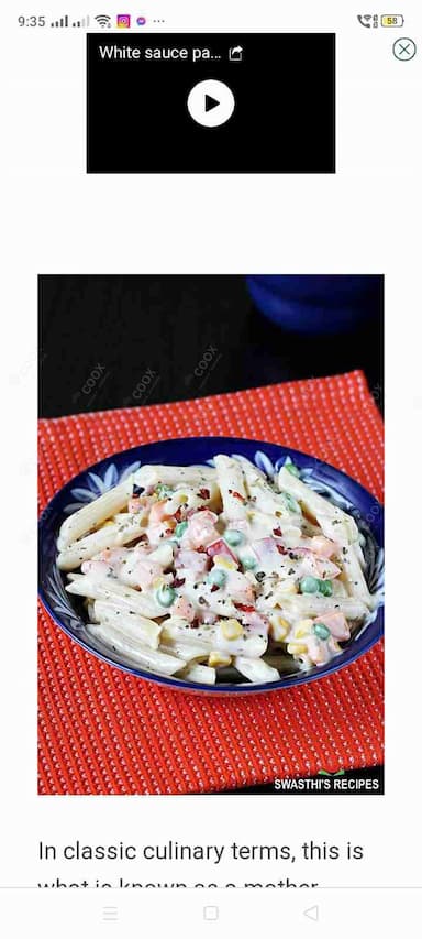 Delicious Pasta in White Sauce prepared by COOX