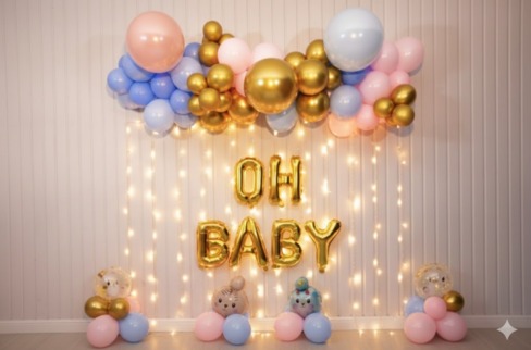 Golden, Pink and Blue Baby Shower
