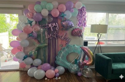 Mermaid Theme 4th Birthday Decor