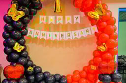 1st Anniversay Red & Black Balloon Decor