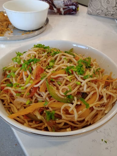 Tasty Chicken Hakka Noodles cooked by COOX chefs cooks during occasions parties events at home