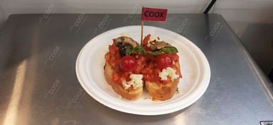 Tasty Tomato Mushroom Bruschetta cooked by COOX chefs cooks during occasions parties events at home