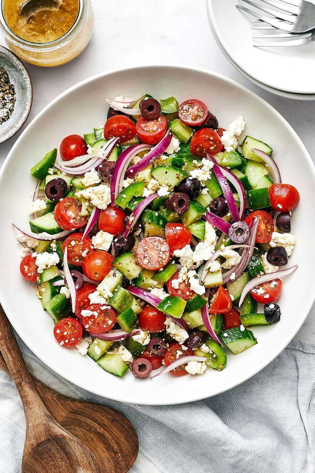 Tasty Greek Salad cooked by COOX chefs cooks during occasions parties events at home