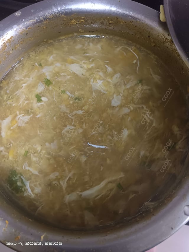 Tasty Chicken Sweet Corn Soup cooked by COOX chefs cooks during occasions parties events at home