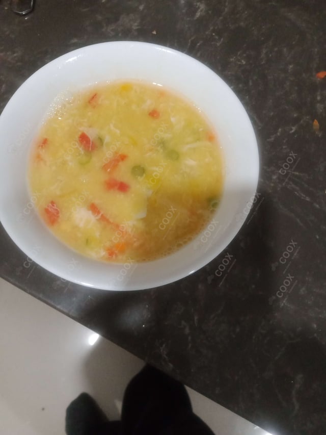 Tasty Chicken Sweet Corn Soup cooked by COOX chefs cooks during occasions parties events at home