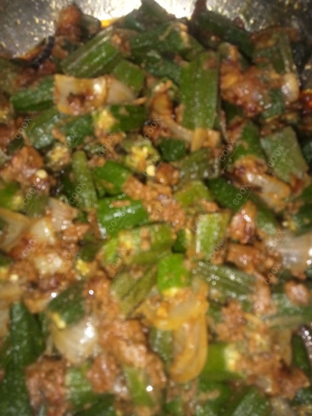 Tasty Bhindi do Pyaza cooked by COOX chefs cooks during occasions parties events at home