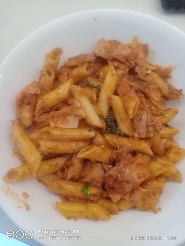 Tasty Bacon Pasta cooked by COOX chefs cooks during occasions parties events at home