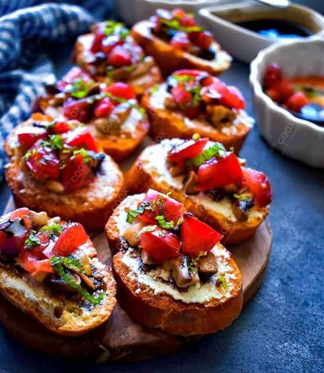 Delicious Tomato Mushroom Bruschetta prepared by COOX